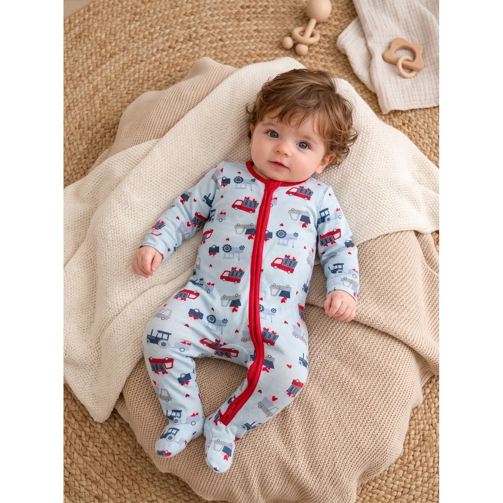 Huggies Babywear Truck Tractor Viscose Footed Sleeper Pajamas 6M